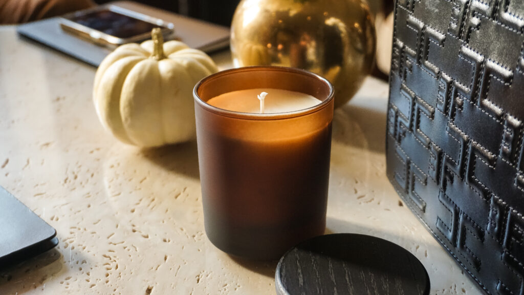 oud and bergamot scented candle